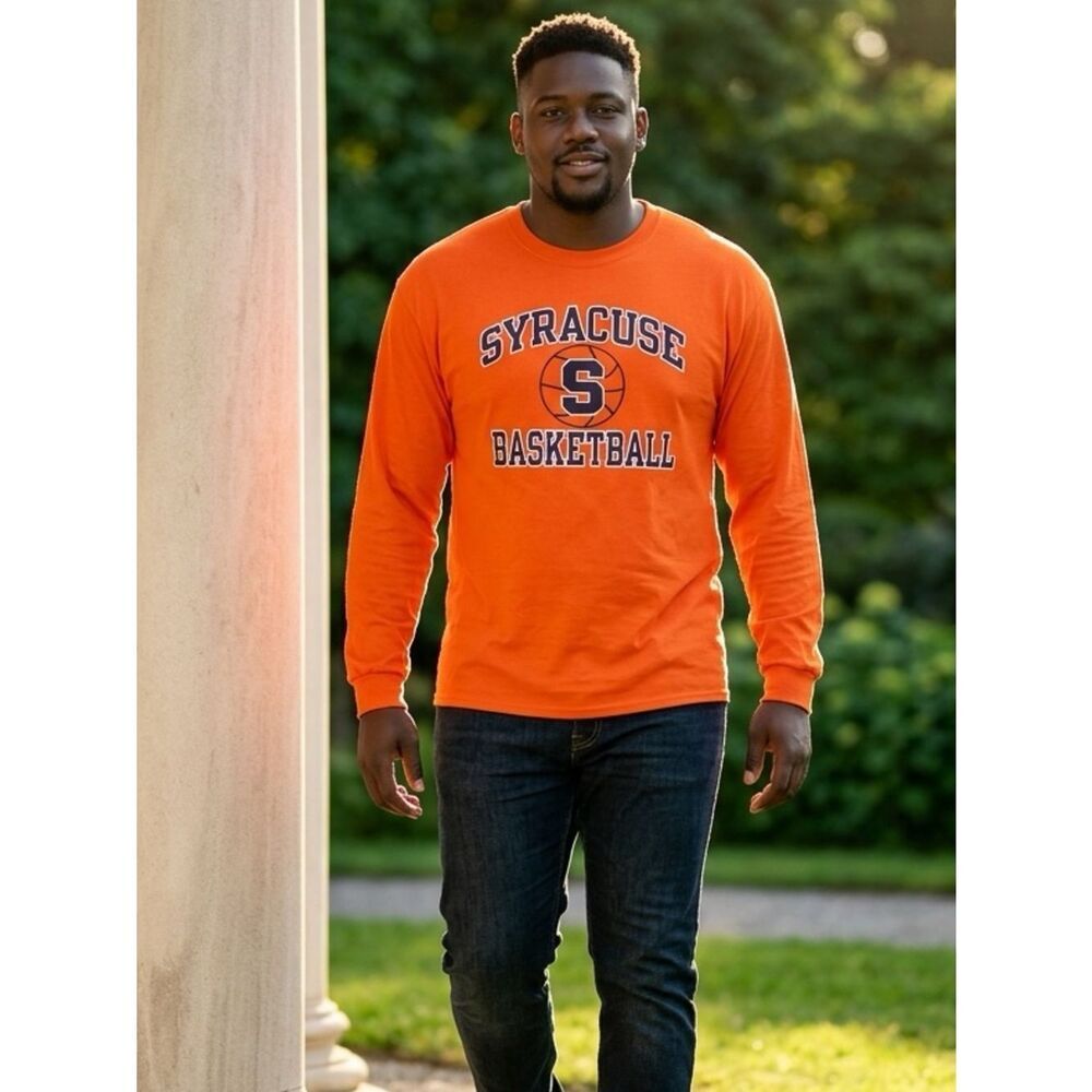 EUC Gildan Unisex Orange Long Sleeve  Shirt Syracuse University Basketball - L